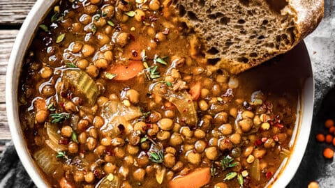 A Classic Lentil Soup that uses bay leaves for adding herbal depth.
